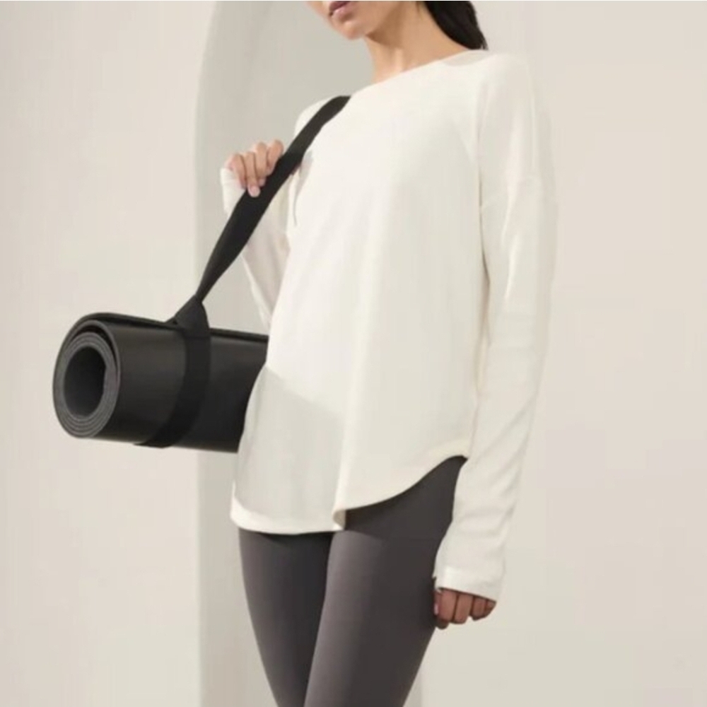 Athleta Soft White Sweater Back V-neck Womens Large - Picture 2 of 9